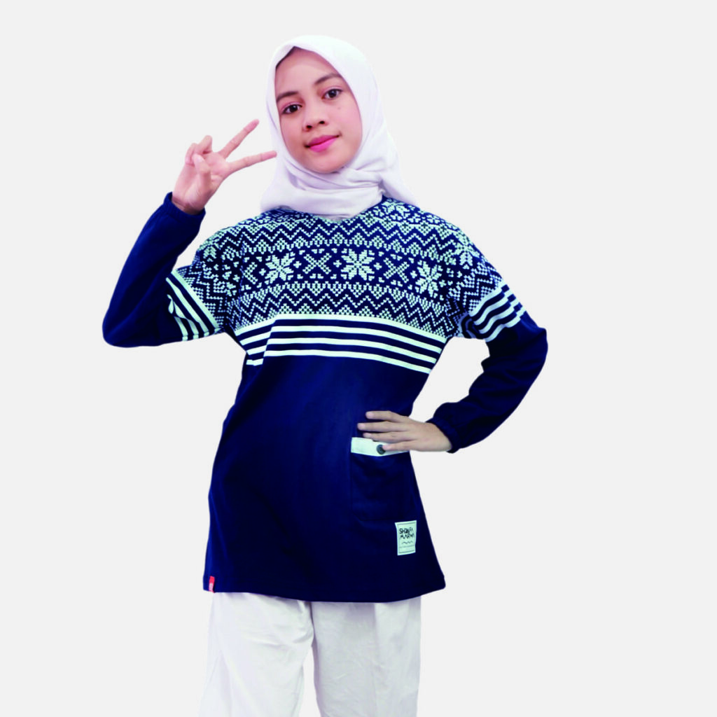 Atasan Kaos Anak Perempuan Bahan Kaos Combed 24s Shafamarwa 83 Navy 1 NBG